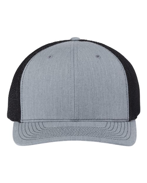 Richardson 112PL 112+ R-Flex Adjustable Trucker Cap - Heather Grey/ Black - front