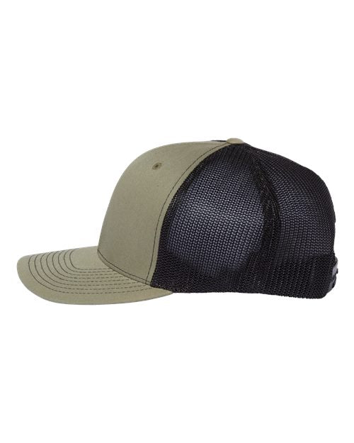 Richardson 112PL 112+ R-Flex Adjustable Trucker Cap - Loden Green/ Black - side
