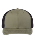 Richardson 112PL 112+ R-Flex Adjustable Trucker Cap - Loden Green/ Black - front