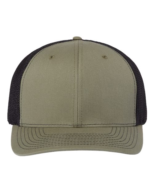 Richardson 112PL 112+ R-Flex Adjustable Trucker Cap - Loden Green/ Black - front