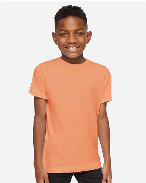 LAT 6101 Youth Fine Jersey Tee - Sunset - model front