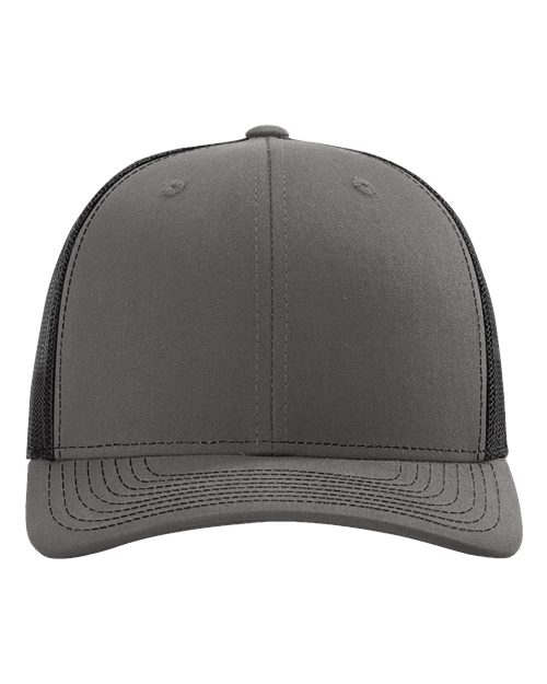 Richardson 112RE Sustainable Trucker Cap - Charcoal/ Black - front