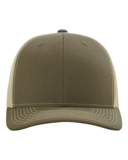 Richardson 112RE Sustainable Trucker Cap - Loden/ Khaki - front