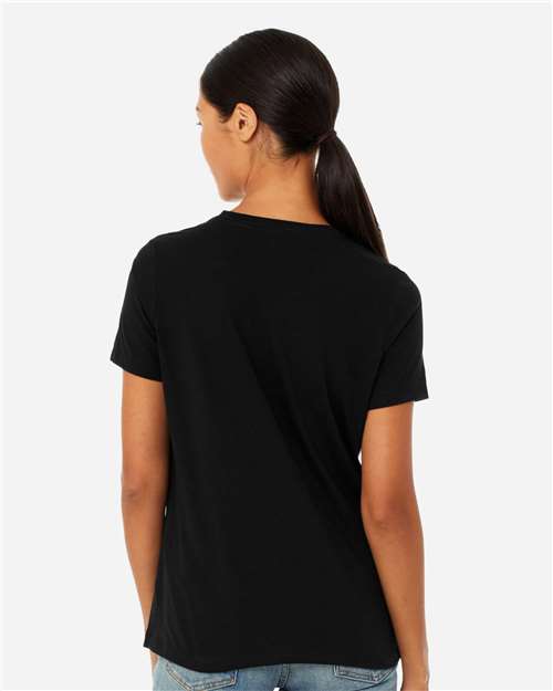 BELLA + CANVAS 6400CVC Women’s Relaxed Fit Heather CVC Tee - Solid Black Blend - model back