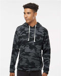J America 8871 Triblend Fleece Hooded Sweatshirt - Black Camo Triblend - model front
