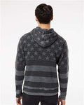 J America 8871 Triblend Fleece Hooded Sweatshirt - Black Stars & Stripes Triblend - model back