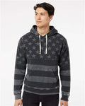 J America 8871 Triblend Fleece Hooded Sweatshirt - Black Stars & Stripes Triblend - model front