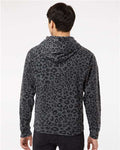 J America 8871 Triblend Fleece Hooded Sweatshirt - Black Leopard Triblend - model back
