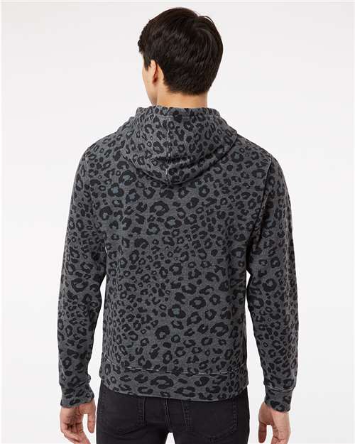 J America 8871 Triblend Fleece Hooded Sweatshirt - Black Leopard Triblend - model back