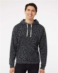 J America 8871 Triblend Fleece Hooded Sweatshirt - Black Leopard Triblend - model front