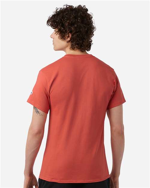 Champion T425 Unisex Classic T-Shirt - Red River Clay - model back
