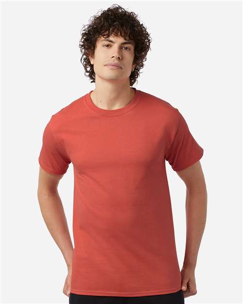 Champion T425 Unisex Classic T-Shirt - Red River Clay - model front