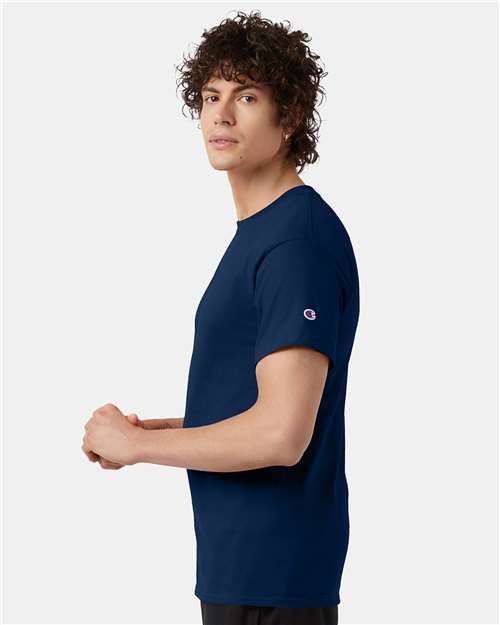Champion T425 Unisex Classic T-Shirt - Late Night Blue - model side