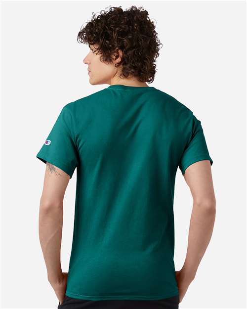 Champion T425 Unisex Classic T-Shirt - Emerald Green - model back