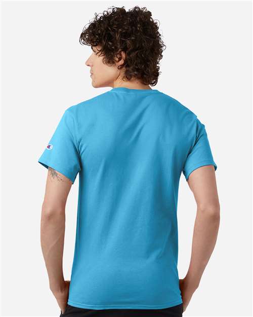 Champion T425 Unisex Classic T-Shirt - Blue Lagoon - model back