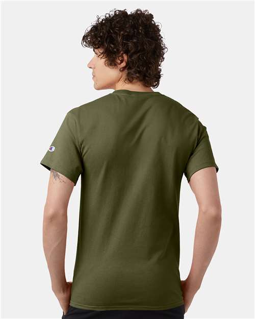 Champion T425 Unisex Classic T-Shirt - Fresh Olive - model back