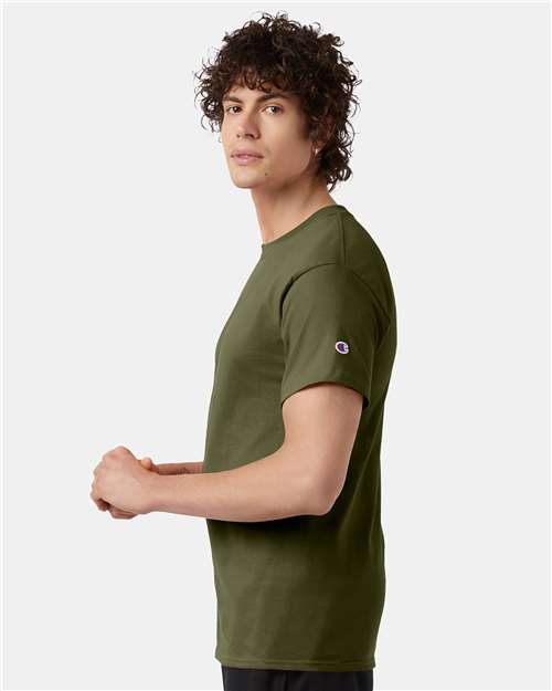 Champion T425 Unisex Classic T-Shirt - Fresh Olive - model side