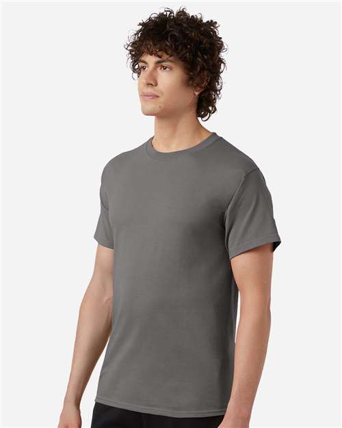 Champion T425 Unisex Classic T-Shirt - Stone Grey - model side