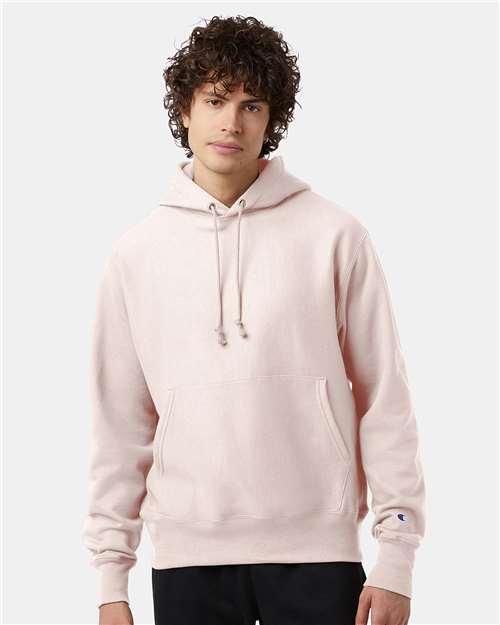 Champion S101 Unisex Reverse Weave Hooded Sweatshirt - Body Blush - model front