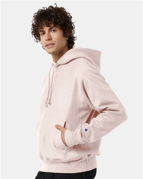 Champion S101 Unisex Reverse Weave Hooded Sweatshirt - Body Blush - model side