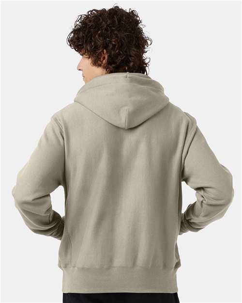 Champion S101 Unisex Reverse Weave Hooded Sweatshirt - Sand - model back