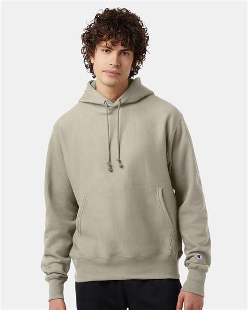 Champion S101 Unisex Reverse Weave Hooded Sweatshirt - Sand - model front