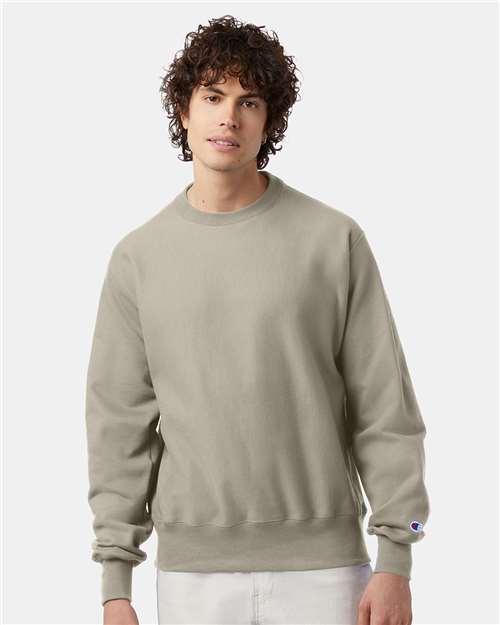 Champion S149 Unisex Reverse Weave Crewneck Sweatshirt - Sand - model front