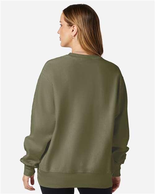 Champion S149 Unisex Reverse Weave Crewneck Sweatshirt - Fresh Olive - model back