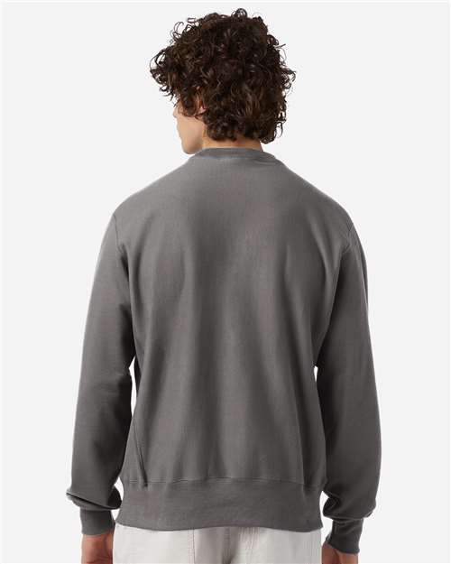 Champion S149 Unisex Reverse Weave Crewneck Sweatshirt - Stone Grey - model back