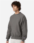 Champion S149 Unisex Reverse Weave Crewneck Sweatshirt - Stone Grey - model side