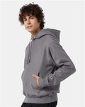 Champion S101 Unisex Reverse Weave Hooded Sweatshirt - Stone Grey - model side