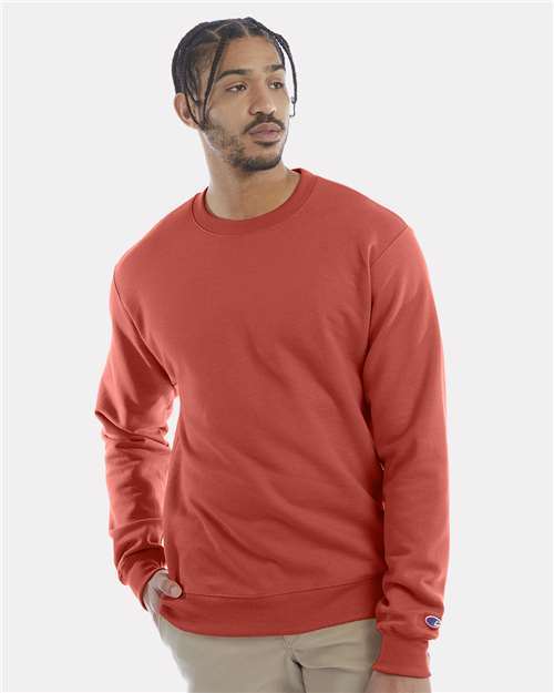Champion S600 Powerblend Crewneck Sweatshirt - Red River Clay - model front