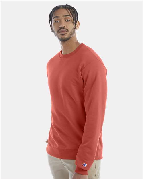 Champion S600 Powerblend Crewneck Sweatshirt - Red River Clay - model side