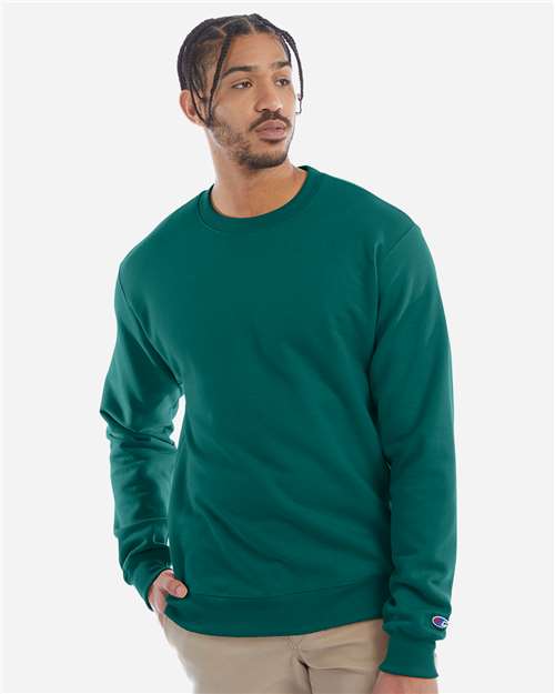 Champion S600 Powerblend Crewneck Sweatshirt - Emerald Green - model front