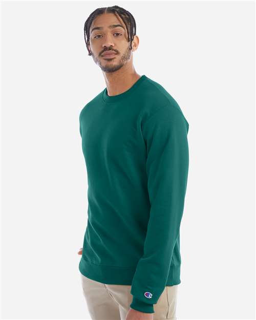 Champion S600 Powerblend Crewneck Sweatshirt - Emerald Green - model side