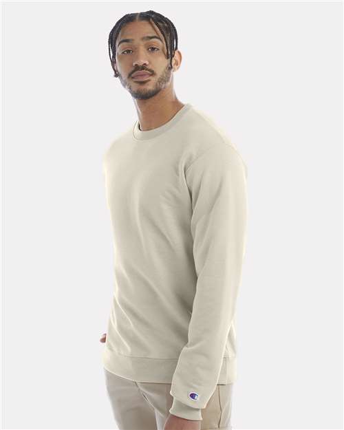 Champion S600 Powerblend Crewneck Sweatshirt - Sand - model side