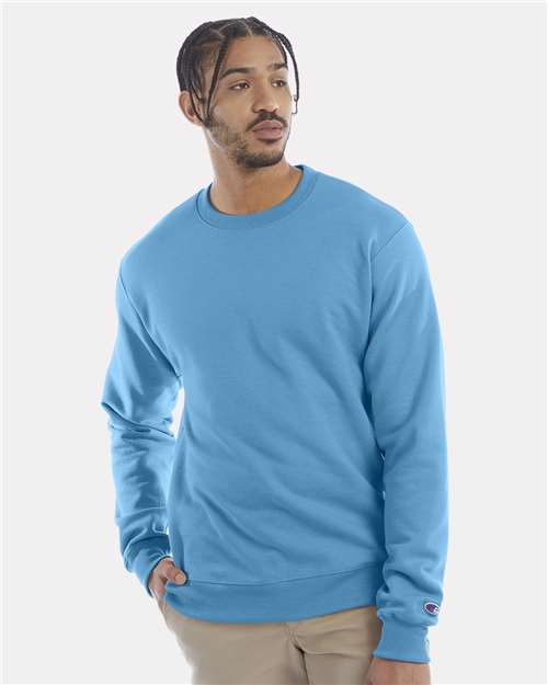 Champion S600 Powerblend Crewneck Sweatshirt - Blue Lagoon - model front