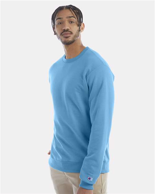 Champion S600 Powerblend Crewneck Sweatshirt - Blue Lagoon - model side