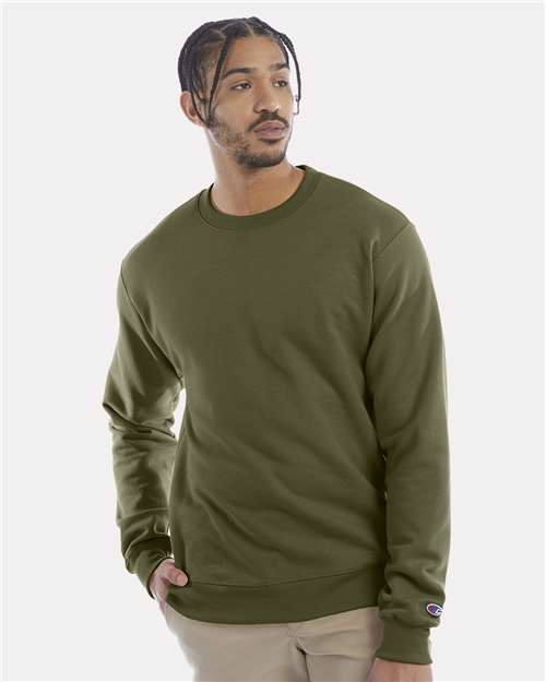 Champion S600 Powerblend Crewneck Sweatshirt - Fresh Olive - model front