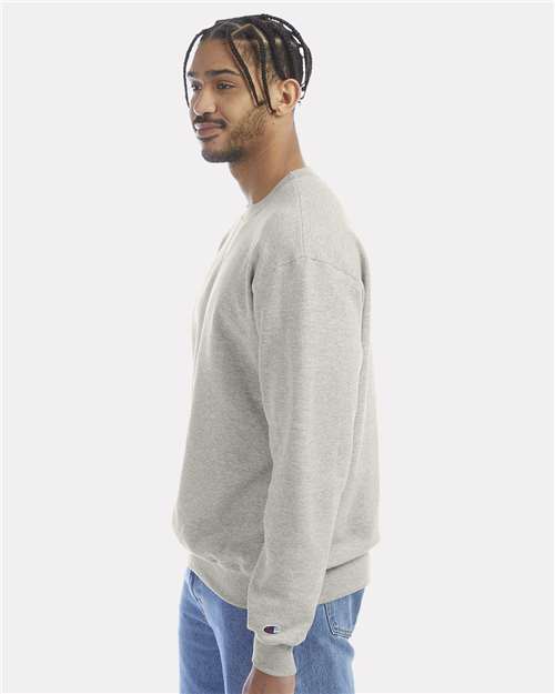 Champion S600 Powerblend Crewneck Sweatshirt - Oatmeal Heather - model side