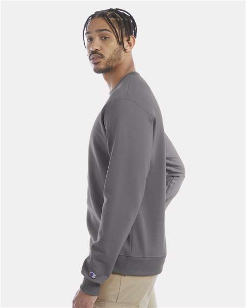 Champion S600 Powerblend Crewneck Sweatshirt - Stone Grey - model side