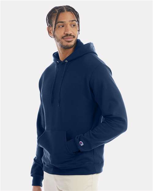 Champion S700 Powerblend Hooded Sweatshirt - Late Night Blue - model side