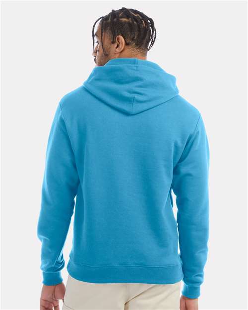 Champion S700 Powerblend Hooded Sweatshirt - Blue Lagoon - model back