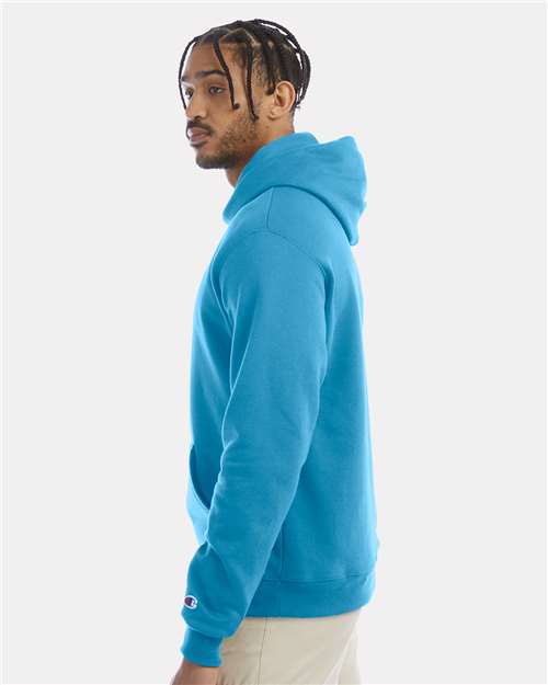 Champion S700 Powerblend Hooded Sweatshirt - Blue Lagoon - model side