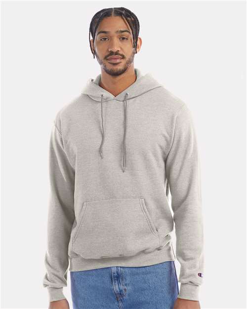 Champion S700 Powerblend Hooded Sweatshirt - Oatmeal Heather - model front