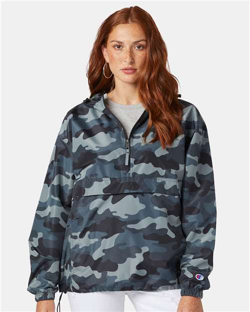 Champion CO200 Unisex Packable Anorak Jacket - Concrete Camo - model front