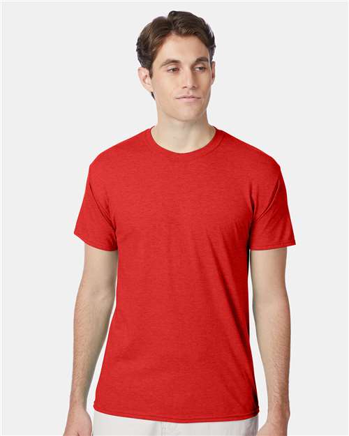 Hanes 42TB Perfect-T Triblend T-Shirt - Poppy Red Heather - model front