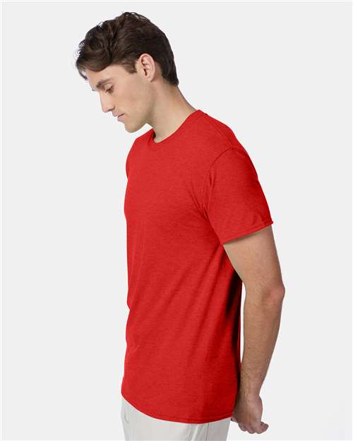 Hanes 42TB Perfect-T Triblend T-Shirt - Poppy Red Heather - model side