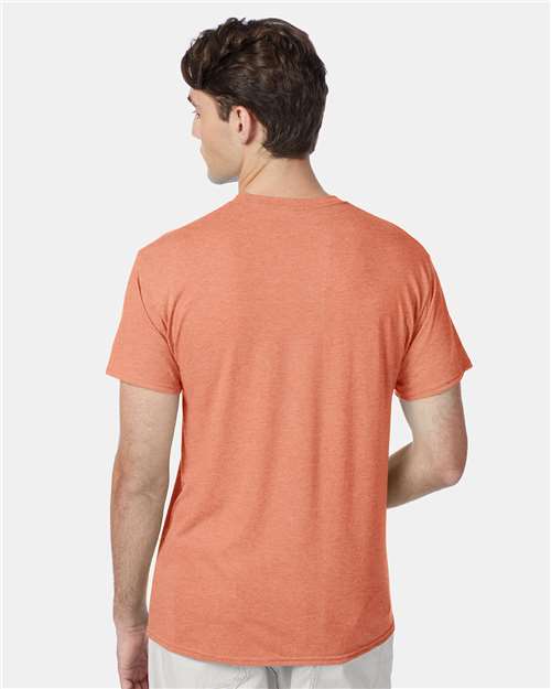 Hanes 42TB Perfect-T Triblend T-Shirt - Cantaloupe Heather - model back