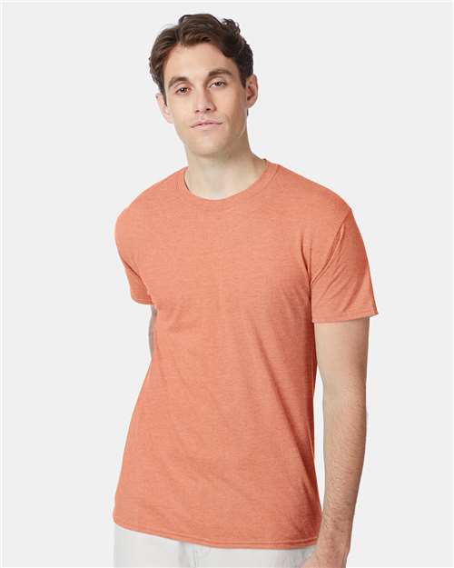 Hanes 42TB Perfect-T Triblend T-Shirt - Cantaloupe Heather - model front